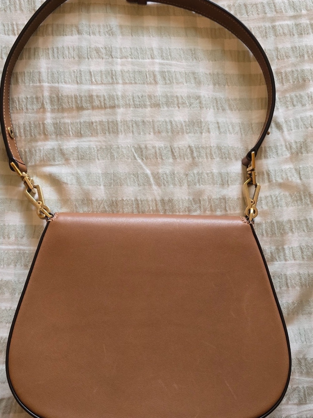 Saint Laurent Tan/Brown Leather Saddle Crossbody with Gold YSL Logo - Picture 2 of 5